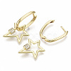 Brass Micro Pave Clear Cubic Zirconia Dangle Hoop Earrings X-EJEW-N011-19G-NF-2