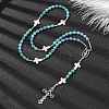 Synthetic Turquoise Rosary Bead Necklaces NJEW-TA00122-02-2