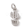 Brass Micro Pave Clear Cubic Zirconia Cactus Charms ZIRC-F132-67P-2