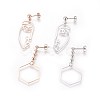 304 Stainless Steel Asymmetrical Earrings STAS-I103-28-1