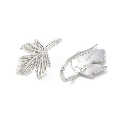 999 Fine Silver Leaf Cuff Earrings EJEW-P296-08P-1