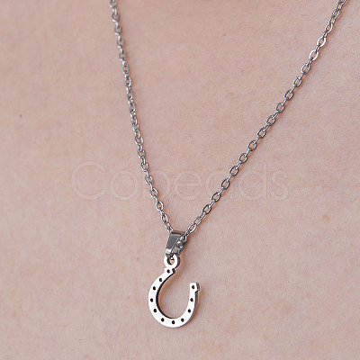 Non-Tarnish 201 Stainless Steel Hook Pendant Necklace NJEW-OY001-03-1