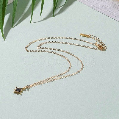 Brass Micro Pave Cubic Zirconia Star Pendant Necklaces NJEW-JN03283-02-1