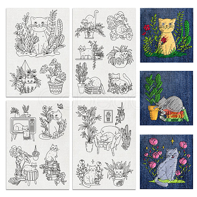 4 Sheets 11.6x8.2 Inch Stick and Stitch Embroidery Patterns DIY-WH0455-119-1