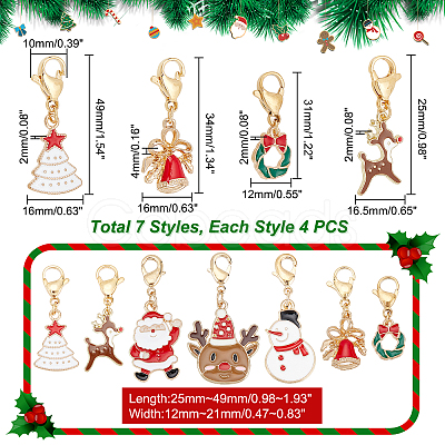 AHADERMAKER 28Pcs 7 Style Christmas Theme Alloy Enamel Pendants HJEW-GA0001-15-1