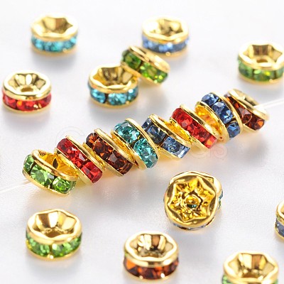 Brass Grade A Rhinestone Spacer Beads RSB035NFG-1