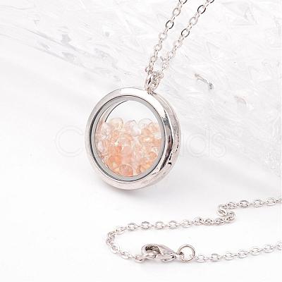 Natural Citrine Alloy Pendant Necklaces NJEW-JN01598-03-1