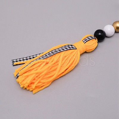 Senior Year Theme Wooden Woolen Yarn Tassels Pendant Decorations HJEW-TAC0013-08A-1