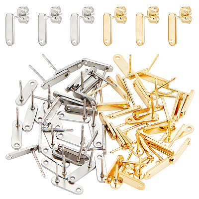 DICOSMETIC 60Pcs 2 Colors 304 Stainless Steel Stud Earring Findings STAS-DC0010-12-1