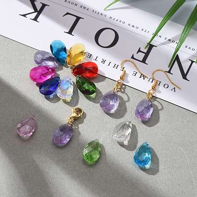 72Pcs 12 Colors Birthstone Charms Glass Pendants RGLA-ZZ0001-02-9x15mm-1