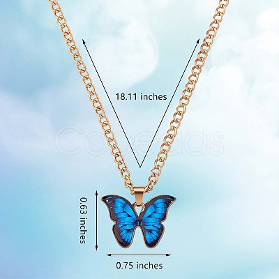 6Pcs Butterfly Pendant Necklaces for Women JN1065A-1