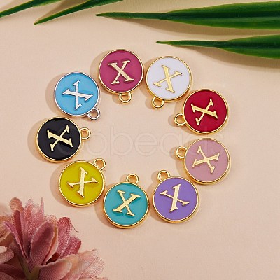 120Pcs 12 Colors Golden Plated Alloy Charms ENAM-SZ0001-64X-1