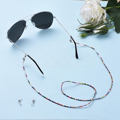 Glass Seed Beads Glasses Neck Cord AJEW-EH00025-1