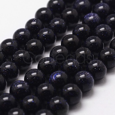 Blue Goldstone Beads Strands X-G-D840-81-10mm-1