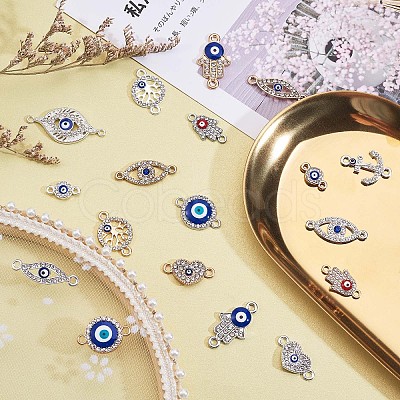 20Pcs Alloy Eye Charm Connector Assorted Evil Eye Connector Mixed Shape Eye Charm Pendant for Jewelry Necklace Bracelet Earring Making Crafts JX219A-1