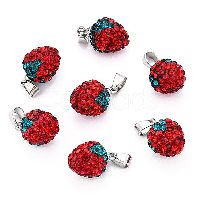 Polymer Clay Rhinestone Pendants RB-S055-39G-A-1