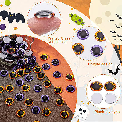 BENECREAT 72Pcs 2 Colors Eye Printed Glass Cabochons GGLA-BC0001-008-1