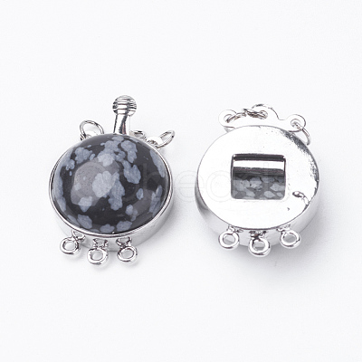 Natural Snowflake Obsidian Box Clasps G-E427-01P-1