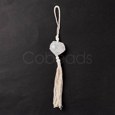 Natural Quartz Crystal Pendant Decorations HJEW-E579-01B-1