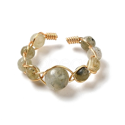 Adjustable Natural Labradorite with Brass Rings G-B075-01G-08-1