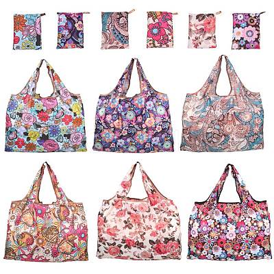 6Pcs 6 Styles Foldable Eco-Friendly Nylon Grocery Bags ABAG-SZ0001-13B-1