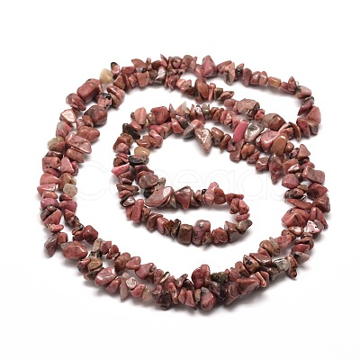 Natural Rhodonite Chip Bead Strands X-G-M205-24-1