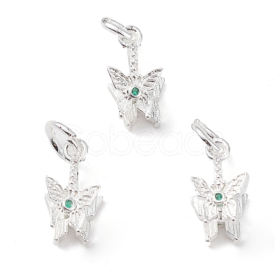 Rack Plating Brass Pave Cubic Zirconia Butterfly Ice Pick Pinch Bails KK-G464-06S-1