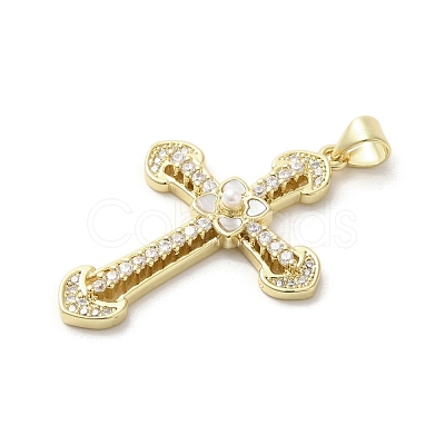 Brass Pave Shell Pendants KK-I708-17A-G-1