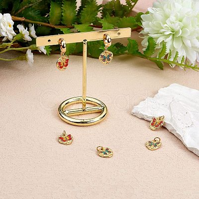 6Pcs 2 Style Rack Plating Brass Enamel Pendants KK-SZ0006-13-1