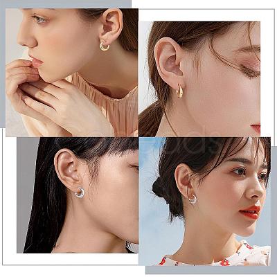 Crescent Moon Chunky Stud Earrings Half Hoop Earrings Open Oval Drop Earrings Teardrop Hoop Dangle Earrings Pull Through Hoop Earrings Statement Jewelry Gift for Women JE1089D-1