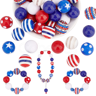 PandaHall Elite 1 Set Mixed Style Acrylic Round Beads Sets SACR-PH0001-52F-1