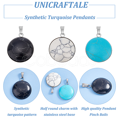 Unicraftale 12Pcs 3 Colors Synthetic Turquoise Pendants STAS-UN0039-61-1