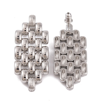 Hollow Hexagon Brass Stud Earrings for Women EJEW-G391-12P-1