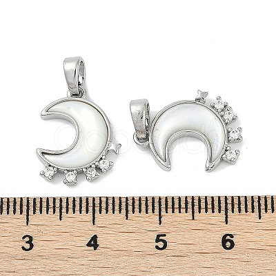 Natural White Shell Moon Pendants KK-U043-23P-02-1