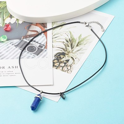 Natural Rose Quartz & Lapis Lazuli Double Terminated Pointed Pendants Necklaces Set for Couples Best Friends NJEW-JN03675-1