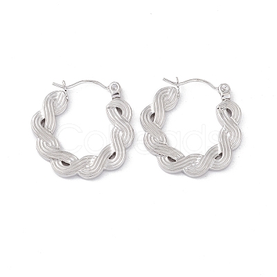 Non-Tarnish 304 Stainless Steel Wave Hoop Earrings for Women EJEW-I267-05P-1