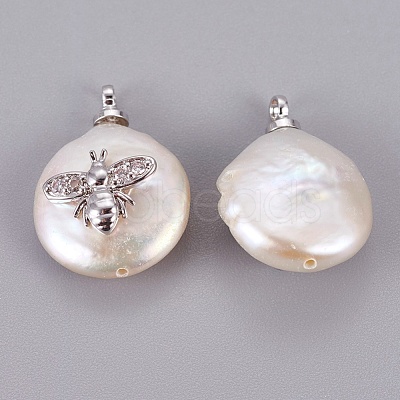 Natural Cultured Freshwater Pearl Pendants X-PEAR-F008-37P-1