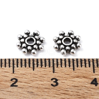 925 Thailand Sterling Silver Double Daisy Spacer Beads STER-NH0001-10AS-1