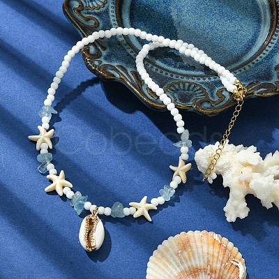 Natural Shell Pendant Necklace NJEW-TA00108-1