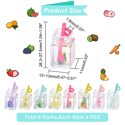 PandaHall Elite 32Pcs 8 Style Transparent Resin Pendants RESI-PH0001-63-1