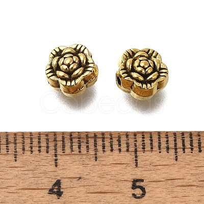 Rack Plating Flower Brass Beads KK-M079-06G-1