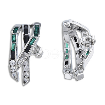 Green Cubic Zirconia Claw Stud Earrings EJEW-N011-80-01P-1