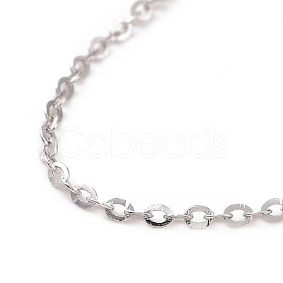 Anti-Tarnish Rhodium Plated 925 Sterling Silver Cable Chains Necklace for Women STER-I021-08B-P-1