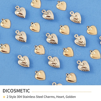 DICOSMETIC 120Pcs 2 Style 304 Stainless Steel Charms STAS-DC0002-43-1