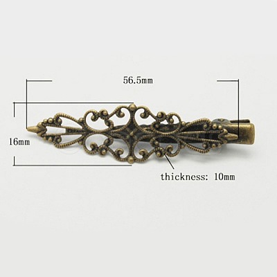 Antique Bronze Iron Flat Alligator Hair Clip Findings X-PHAR-B008-AB-1