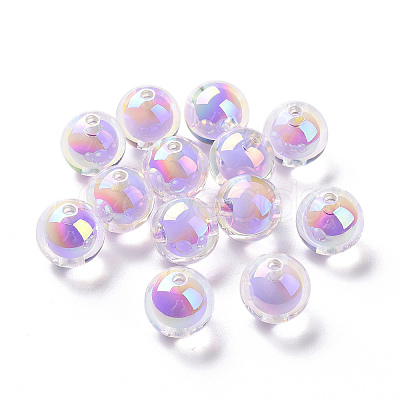 UV Plating Rainbow Iridescent Acrylic Beads OACR-P014-05B-1