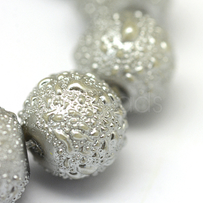 Baking Painted Textured Glass Pearl Round Bead Strands HY-Q002-8mm-06-1