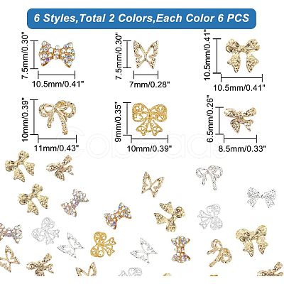 SUPERFINDINGS 72Pcs 12 Style Nail Art Decoration MRMJ-FH0001-17-1