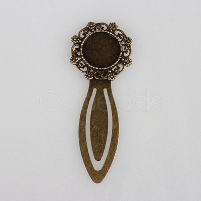 Antique Bronze Iron Bookmark Cabochon Settings PALLOY-N0084-03AB-NF-1