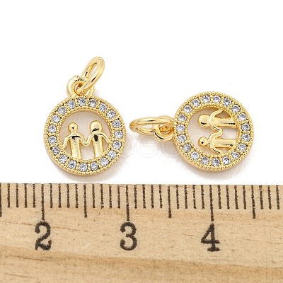 Brass Micro Pave Clear Cubic Zirconia Charms KK-Z044-34G-1